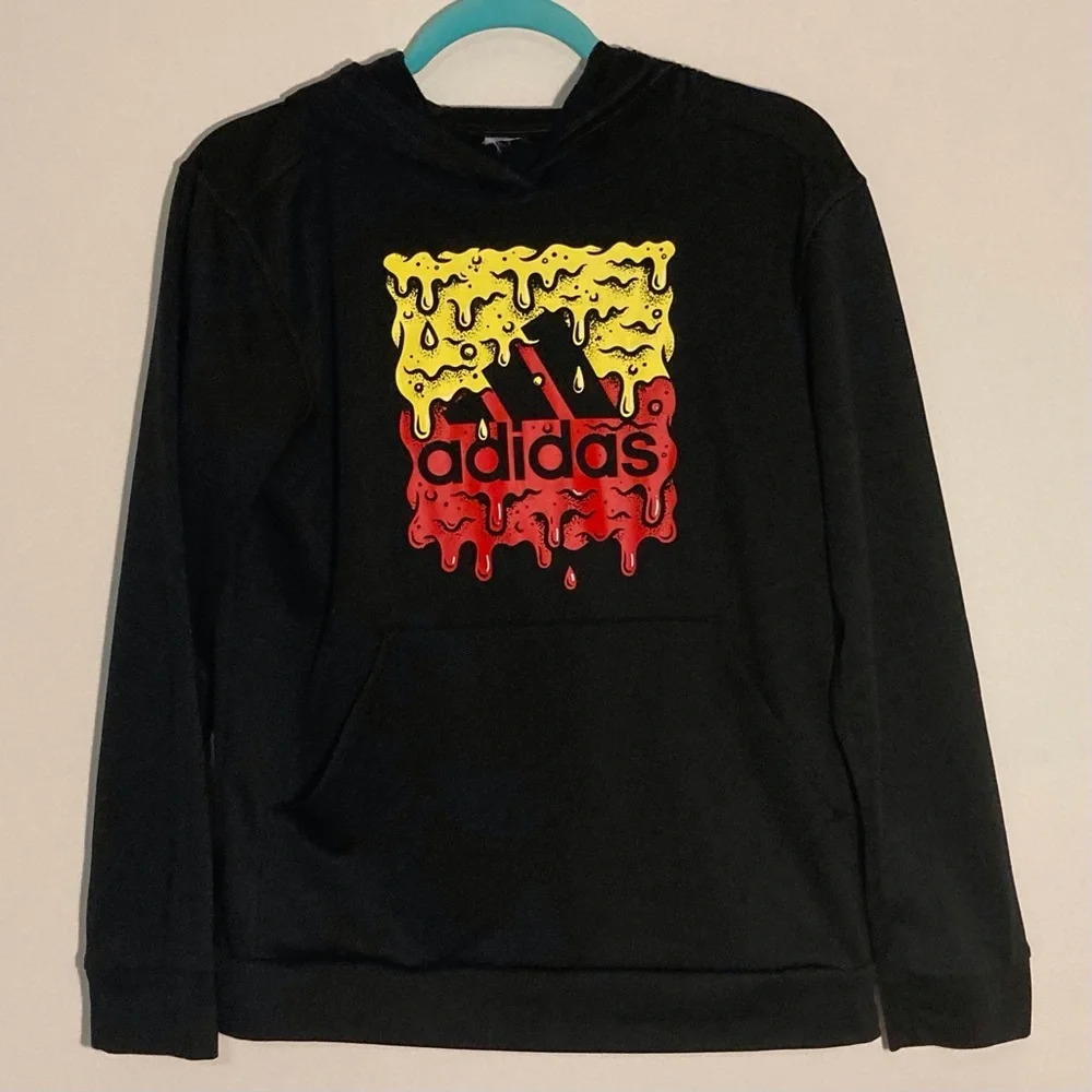 Adidas Melting/Dripping Logo Black Hoodie | Kids L‎ or Adult S